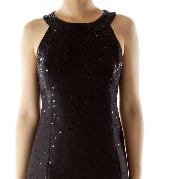 Ann Taylor Dresses & Skirts - Ann Taylor Women's Black Sequenced Brocade Floral Cocktail Dress US Size 6